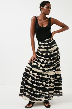 Printed Viscose Modal Woven Tiered Maxi Skirt Summer Thrift, Beach Maxi Skirt, Printed Maxi Skirt, Skirt Collection, Tiered Maxi Skirt, Beach Skirt, Printed Maxi Skirts, Amazing Ideas, March 20