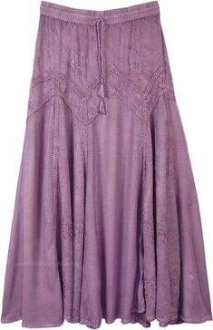 Stonewashed Lilac Rodeo Western Style Long Skirt | Purple | Stonewash, Solid,Western-Skirts