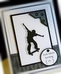 a close up of a card with a skateboarder on it