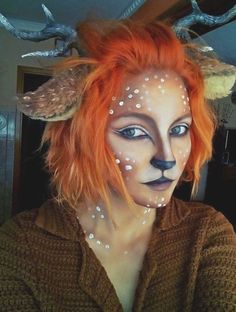 Makeup Karakter, Deer Makeup, Halloweenský Makeup, Animal Makeup, Deer Costume, Special Effects Makeup, Stage Makeup, Christmas Makeup