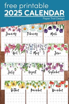 the free printable calendar with flowers on it