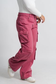 Cargo straight jeans mauve wood - Trendy T-Shirts for Valentine's Day at Lush Fashion Lounge Boutique in Oklahoma City Affordable Jeans, Women's Boutique, Cargo Jeans, Oklahoma City, Ladies Boutique, Baggy Fits, Flap Pocket, Straight Jeans, Oklahoma