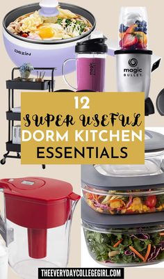 Dorm Kitchen Essentials Dorm Cooking Essentials, Small Dorm Kitchen Ideas, College Dorm Cooking Essentials, Dorm Room Cooking Appliances, Mini Kitchen For Dorm, Cooking In Dorm Room, Dorm Room Meal Prep, Dorm Room Meal Ideas, Dorm Room Appliances