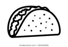 a black and white line drawing of a taco