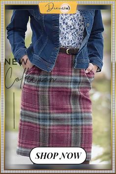 Checkered/plaid Vintage Cotton-blend Skirt Plaid Midi Skirt For Fall, Fall Plaid Relaxed Fit Skirt, Plaid Skirt With Pockets For Winter, Plaid Mini Skirt For Fall, Plaid Relaxed Fit Skirt For Fall, Plaid Knee-length Bottoms For Fall, Casual Plaid Skirt For Fall, Relaxed Plaid Skirt For Fall, Knee-length Plaid Bottoms For Fall