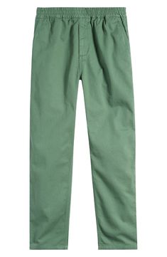 Made from durable organic-cotton twill, these straight-leg pants with an elastic waist are sure to be your everyday go-to. 29 1/2" inseam; 15" leg opening; 15" front rise; 16 1/2" back rise (size Medium) Elastic waist Front slant pockets; back patch pockets 100% organic cotton Dry clean or machine wash, tumble dry Imported Green Relaxed Fit Cotton Work Pants, Green Straight Leg Cotton Chinos, Cotton Straight Leg Chinos With Elastic Waistband, Cotton Chinos With Elastic Waistband And Straight Leg, Cotton Chinos With Elastic Waistband, Green Cotton Straight Leg Chinos, Green Relaxed Fit Tapered Leg Chinos, Relaxed Fit Straight Leg Chinos With Elastic Waistband, Relaxed Fit Cotton Chinos With Elastic Waistband