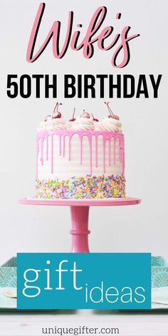 a birthday cake with pink icing and sprinkles on it is the words,