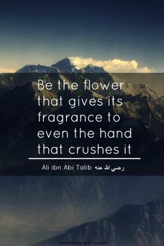 a quote on mountains with the caption be the flower that gives its fragrance to even the hand that crushes it