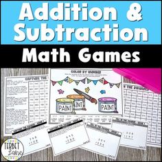 addition and subtraction math games for students to practice addition and subtraction