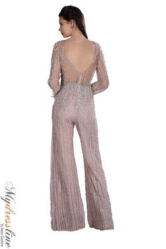 Dulce Celia Michelle Spring 2019 evening collection dress. Luxury Long Sleeve Evening Dress With Sheer Sleeves, Elegant Evening Dress For Glamorous Events, Hand Embellished Long Sleeve Evening Dress For Gala, Glamorous Long Sleeve Hand Embellished Evening Dress, Glamorous Jumpsuit, Tulle Jumpsuit, Single Dress, Glamorous Outfits, Plastic Dress