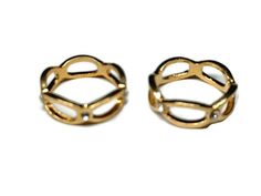 2 Vtg 90s Gold Tone Stackable Rings With Rhinestones Etsy