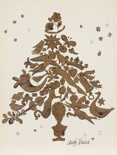 a drawing of a christmas tree made up of people