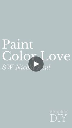 the words paint color love are shown in black and white on a light blue background