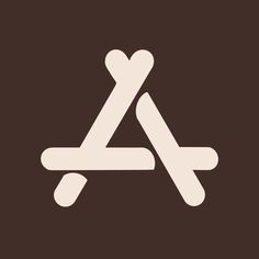 the letter a is made up of two white lines on a brown background, and it appears to be overlapping