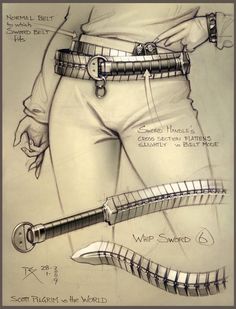 this is a drawing of a person's pants and belt with scissors attached to it