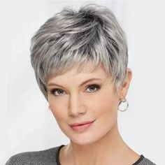 Short Pixie Cut Wigs Black Gray Fiber With Bangs Synthetic Heat Safe Wig Fashion, #AD, ##Fashion, #ad, #Wig, #Safe, #Heat Short Hair Black, Natural Hair Wigs, Grey Wig, Short Grey Hair, Natural Wigs, Short Hair Wigs, Short Straight Hair, Pixie Cut Wig, Haircut For Older Women