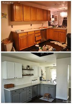 before and after pictures of a kitchen remodel