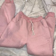 Fluffy On The Inside To Keep You Warm, Tie Waist, Pockets Pink Sweatpants With Pockets For Leisure, Trendy Pink Fall Joggers, Pink Leisure Bottoms For Fall, Pink Leisure Joggers With Pockets, Pink Winter Bottoms With Pockets, Winter Pink Bottoms With Pockets, Pink Sweatpants With Pockets For Fall, Pink Fall Sweatpants With Pockets, Track Pants