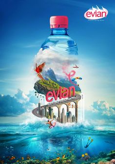 an advertisement for evan water in the ocean