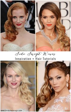 Side Swept Waves, Wedding Hairstyles And Makeup, Wedding Hair Side, Side Swept Hairstyles, Vintage Wedding Hair, Side Hairstyles, Top Hairstyles, Side Swept, Glam Hair