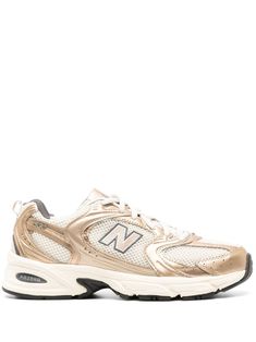 gold-tone panelled design mesh panelling metallic effect logo-print tongue embossed logo to the side round toe front lace-up fastening pull-tab at the heel branded insole chunky rubber sole Gold New Balance, Olive Sneakers, Flatform Sneakers, Purple Sneakers, Gold Sneakers, Balance Sneakers, New Balance 574, New Balance Sneakers, Jodhpur