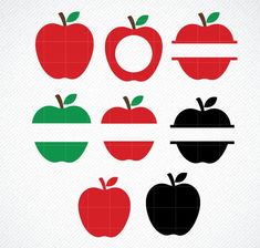 an apple cut out with different shapes and sizes