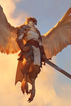 Bird God Fantasy Art, Bird Outfit Character Design, Anthropomorphic Bird Character Design, Falcon Aarakocra, Dnd Hybrid Races, Fantasy Bird People, Harpy Concept Art, Aarocockra Dnd