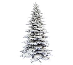 a white christmas tree with snow on it