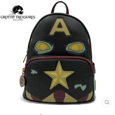 Grotto Treasures Exclusive - Loungefly Marvel What If? Zombie Captain America Cosplay Mini Backpack Brand New Open To Offers And Bundles Captain America Backpack, Zombie Captain America, Marvel What If, Captain America Cosplay, Disney Brave, Sequin Backpack, Goofy Movie, City Backpack, Purple Backpack