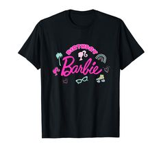 a black t - shirt with pink and green lettering that says bathing is for barbie