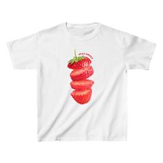 Strawberry Stay Sweet Baby Tee - printwithsky Playful Cotton T-shirt For Streetwear, Cute Graphic Design T-shirt For Streetwear, Playful T-shirt For Summer Streetwear, Cute Summer Graphic T-shirt, Cute Summer T-shirt With Graphic Design, Red Y2k Cotton T-shirt, Red Y2k Style Cotton T-shirt, Playful Summer T-shirt With Graphic Design, Playful Summer Graphic T-shirt