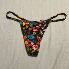 Floral Patterned Ribbed V String Panty From Pink, Size Large, Nwt Black T-back Beach Bottoms, Fitted Multicolor Intimate Briefs, Logo Hipster, Pink Tie Dye, Pink Ties, Purple Lace, Lace Thong, Pink Logo, Pink Velvet