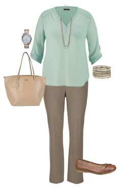 "Plus Size Work Outfit" by jmc6115 on Polyvore Look Plus Size, Brown Pants, Womens Fashion For Work, Business Casual Outfits, Look Plus, Work Attire, Lee Min