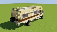 the trailer is made out of legos and has windows on each side that are open to let in light