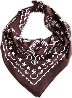 Brown Bandana, Asbury Park Nj, Elements Design, Four Elements, Cotton Quilting Fabric, Hand Screen Printed, Rolled Hem, Quilting Fabric, Square Scarf