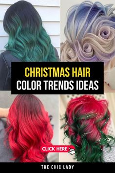 Festive Glam: 12 Christmas Hair Color Ideas to Try This Holiday Season Christmas Hair Dye, Red Hair Spray, Icy Blondes, Christmas Hair Ideas, Christmas Hair Color Ideas, Christmas Hair Color, Holiday Hair Color, Edgy Hair Color, Winter Hair Trends