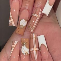 Super Cute And Stylish Ships In 5-10 Business Days Pumpkin Nails, Girly Acrylic Nails, Fall Acrylic Nails, Thanksgiving Nails, Nail Swag, Nail Forms, Fall Nail Art, Nagel Inspo, Square Acrylic Nails