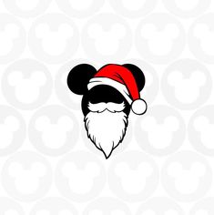 a mickey mouse face with a santa hat