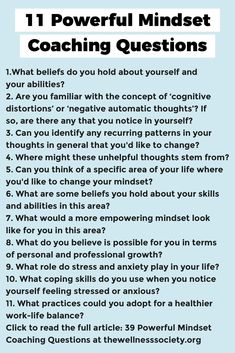 the 11 powerful minds coaching questions