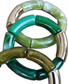 Trendy Green Stretch Bangle Bracelet, Elegant Green Bangle Stretch Bracelet, Elegant Green Stretch Bangle Bracelet, Bracelets Green, Bracelet Trio, Acrylic Bracelet, Tube Bracelet, Stacking Bracelets, Bracelet Stack