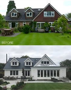 before and after shots of a house