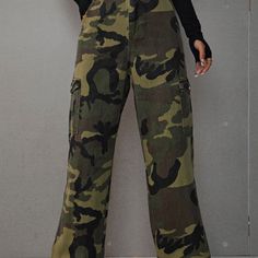 Never Worn. Cheap Green Ripped Bottoms, Cheap Camouflage Cargo Jeans For Streetwear, Cheap Baggy Camouflage Pants, Cheap Camouflage Cargo Bottoms, Cheap Camouflage Straight Leg Cargo Jeans, Cheap Full-length Camouflage Cargo Pants, Camo Pants Hitop Dunks, Camo Jeans Outfit, Camo Cargo Pants Outfit