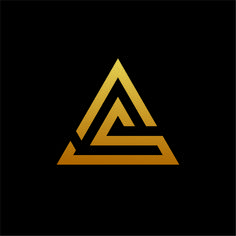 a gold triangle on black background with the letter a in it's center and bottom corner