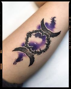 Witch tattoo Beautiful Witch Tattoo, Witchy Color Tattoo, Patch Work Tattoo Ideas Female, Wiccan Tattoo Ideas, Witch Inspired Tattoo, Best Friend Witchy Tattoos, Witchcraft Tattoos Ideas, Moon Witch Tattoo, Wicca Moon Tattoo