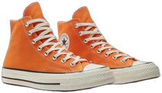 Casual Orange Sneakers With Vulcanized Sole, Casual Orange Canvas Shoes For Streetwear, Orange High-top Canvas Sneakers, Orange Canvas High-top Sneakers, Casual Orange High-top Sneakers, Orange Casual High-top Sneakers With Rubber Sole, Casual Orange High-top Sneakers With Rubber Sole, Orange Vulcanized Lace-up High-top Sneakers, Retro Converse Canvas Shoes