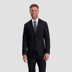 Haggar H26 Men's Flex Series Ultra Slim Suit Coat - Black 38 Professional Slim Fit Suits For Business Meetings, Slim Fit Professional Blazer For Semi-formal Occasions, Professional Slim Fit Blazer For Semi-formal Events, Classic Flat Front Suits For Office Wear, Professional Fitted Sport Coat For Business, Fitted Professional Sport Coat For Business, Classic Fitted Sport Coat For Semi-formal Occasions, Classic Slim Fit Blazer For Business Meetings, Classic Slim Fit Blazer For Business Casual