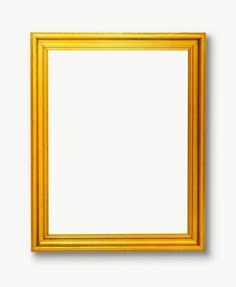 an empty gold frame hanging on the wall