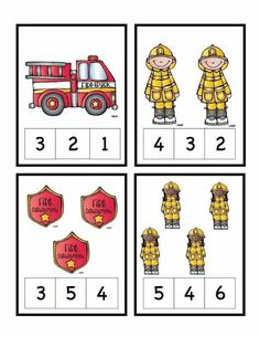 the fireman worksheet is shown with numbers and pictures to match it up