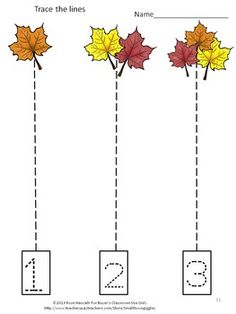 the fall leaves are numbered in three different ways to learn how to write and draw