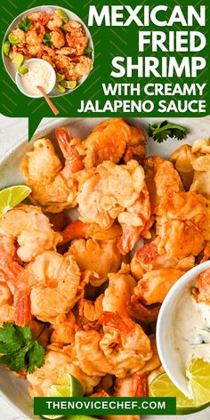 mexican fried shrimp with creamy jalapeno sauce